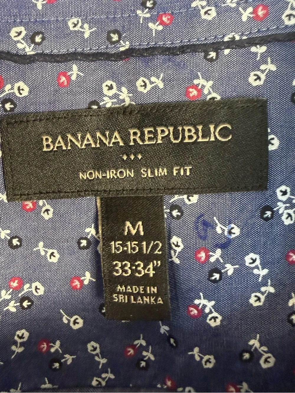 Banana Republic Non-Iron Slim Fit Floral Print Dress Shirt Medium 15-15.5